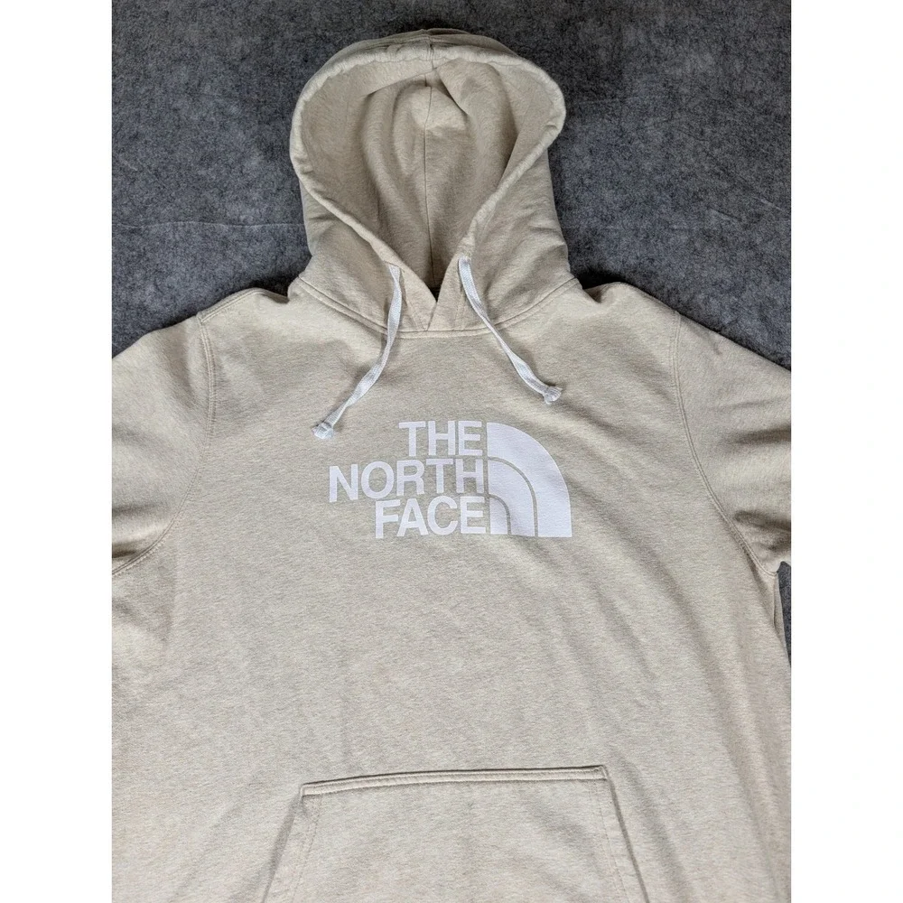 The North Face Mens Half Dome Pullover Hoodie‎ Oatmeal Heather Tan Logo XL